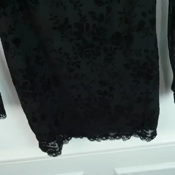 Dolls Kill Widow Cut Class Mesh Mini Dress XL Floral Goth Black Puff Sleeve - Picture 6 of 9